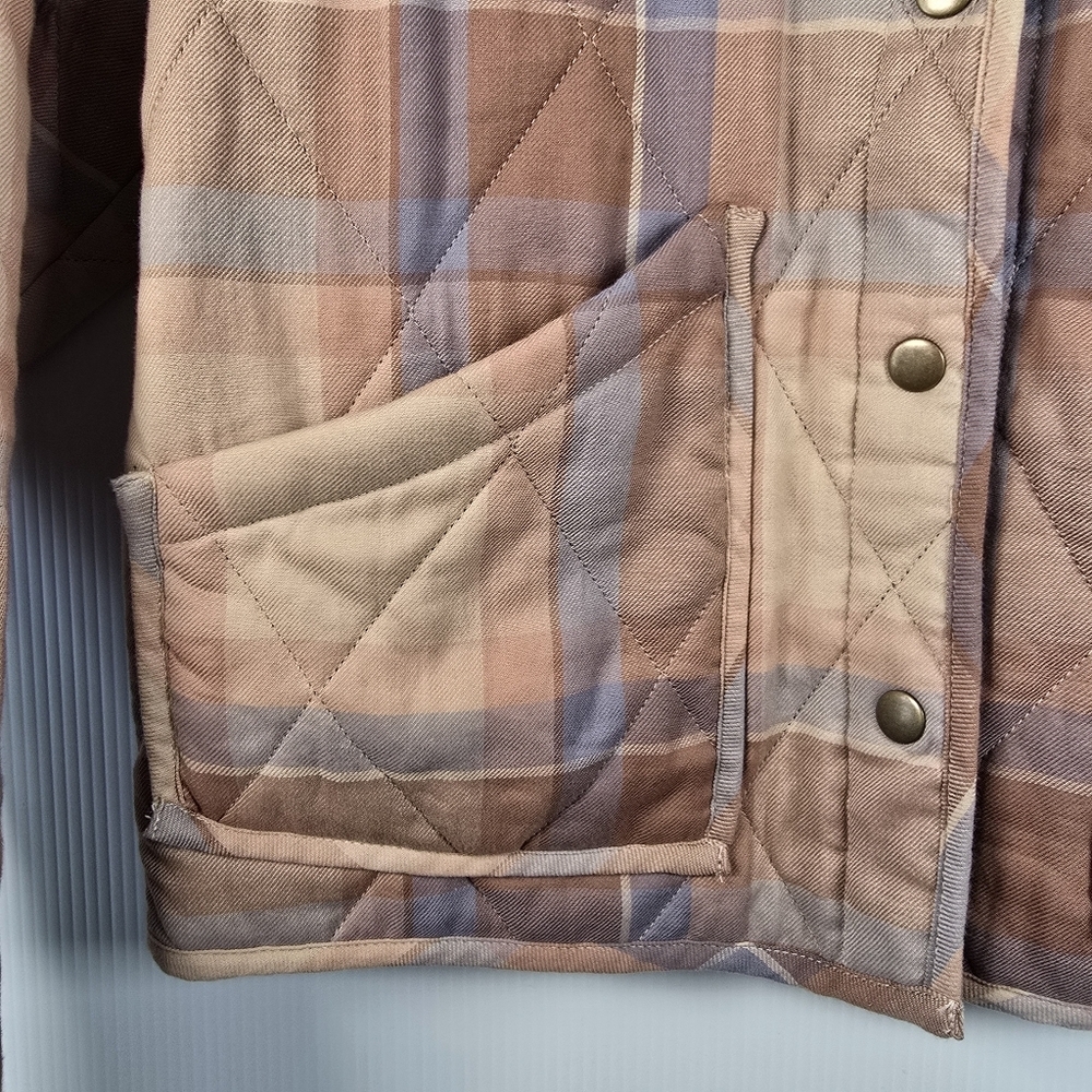 Z Supply Maya Quilted Plaid Snap Closure Jacket Patch Hip Pockets Size XS - Picture 6 of 16